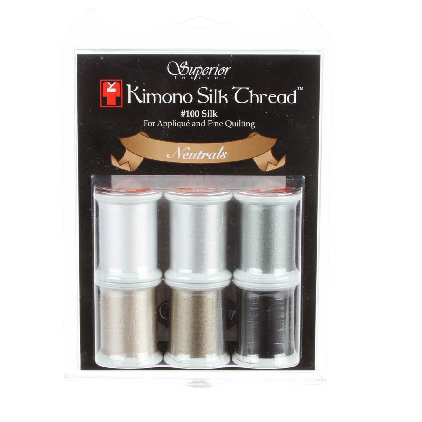 Kimono Silk Thread Set Neutral Collection 6 Spools , piecing and stitching
