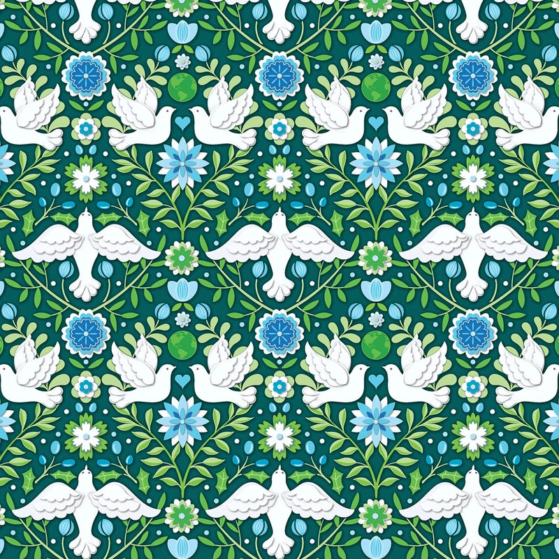 Peace on Earth Holiday- Jade Damask Christmas sewing and quilting product