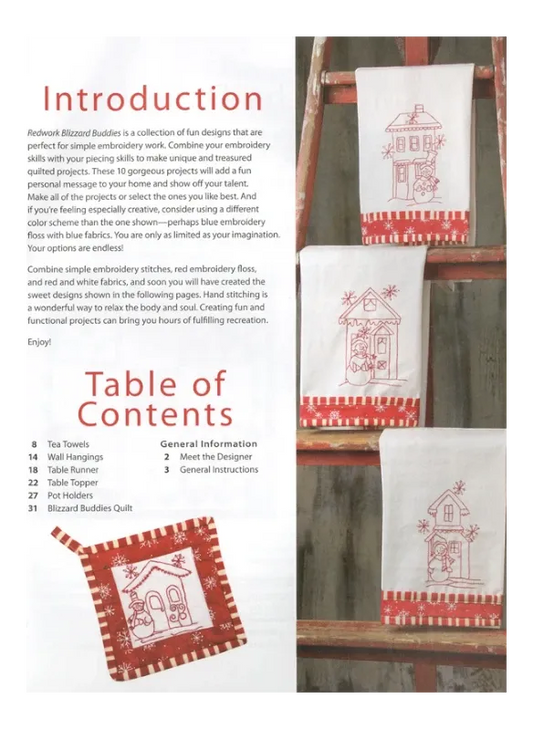 Redwork Blizzard Buddies Book , quilting and craft projects