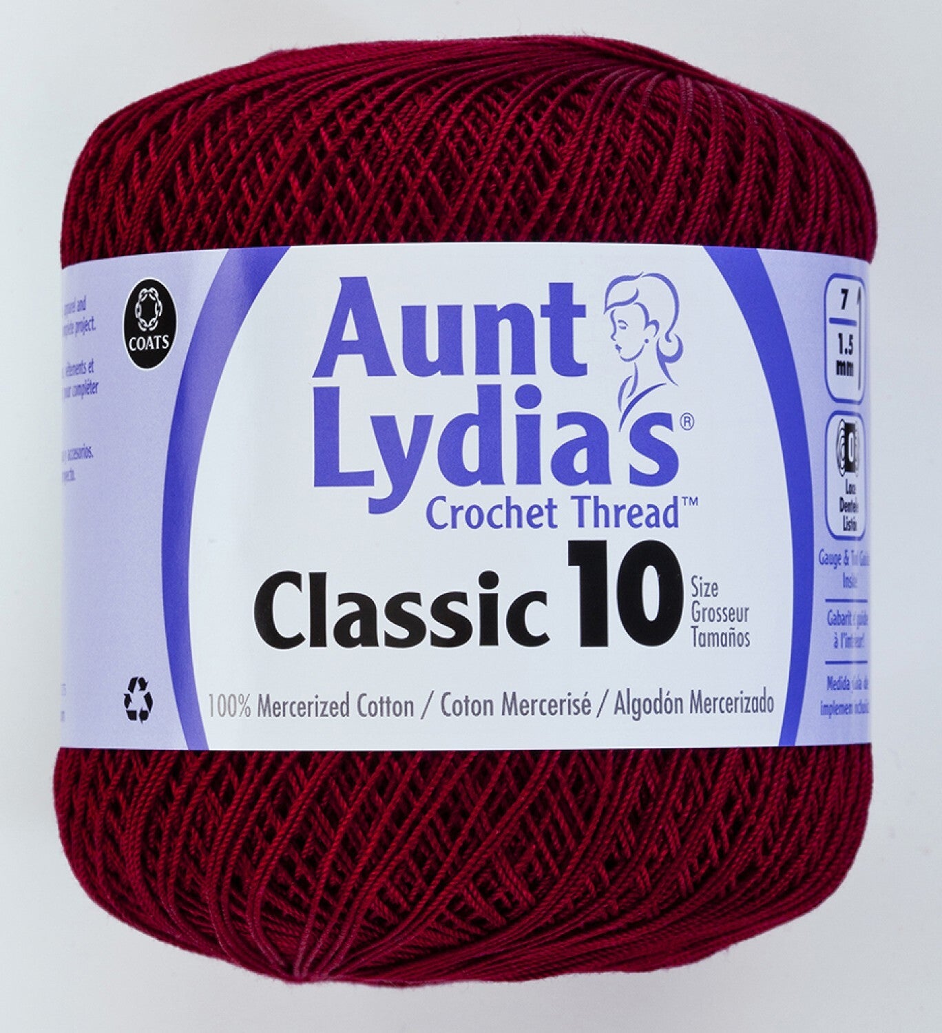 Aunt Lydias Crochet Thread - Burgundy , piecing and stitching