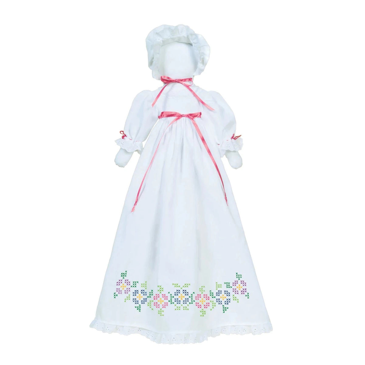 Cross-Stitch Flowers Pillowcase Doll