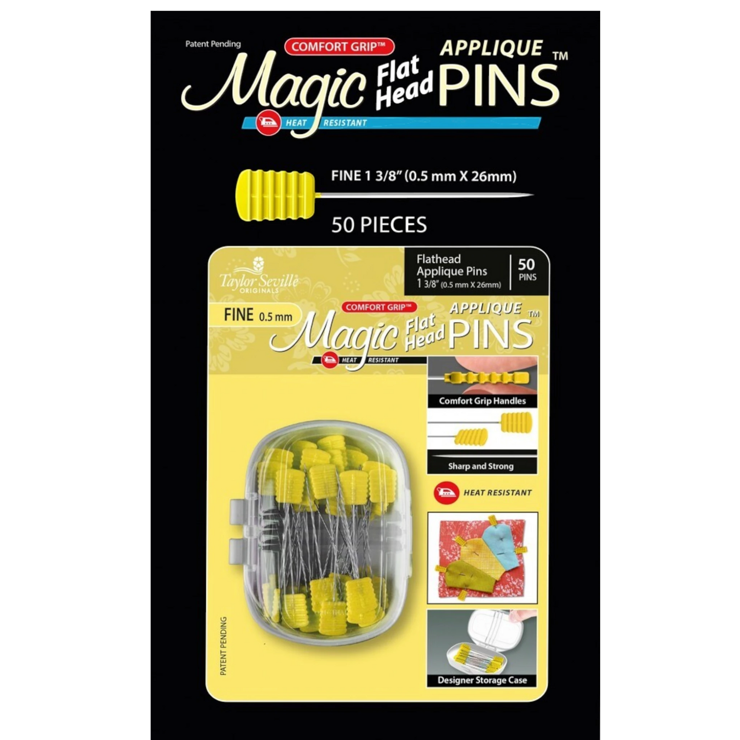 Magic Pins Flathead Applique Fine 50pc , quilting and needlework