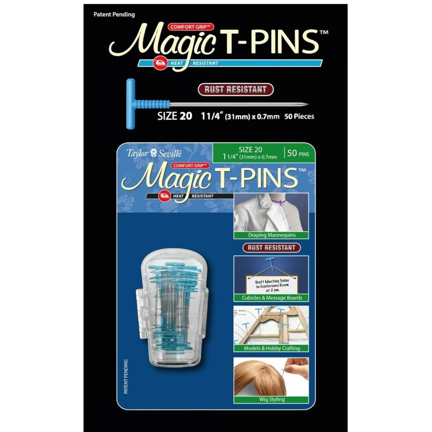 Magic T-Pins Size 20 50pc , quilting and needlework