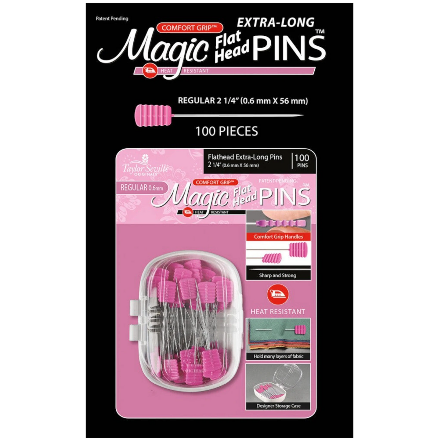 Magic Pins Flathead Extra Long Regular 0.6 mm 100pc , quilting and needlework