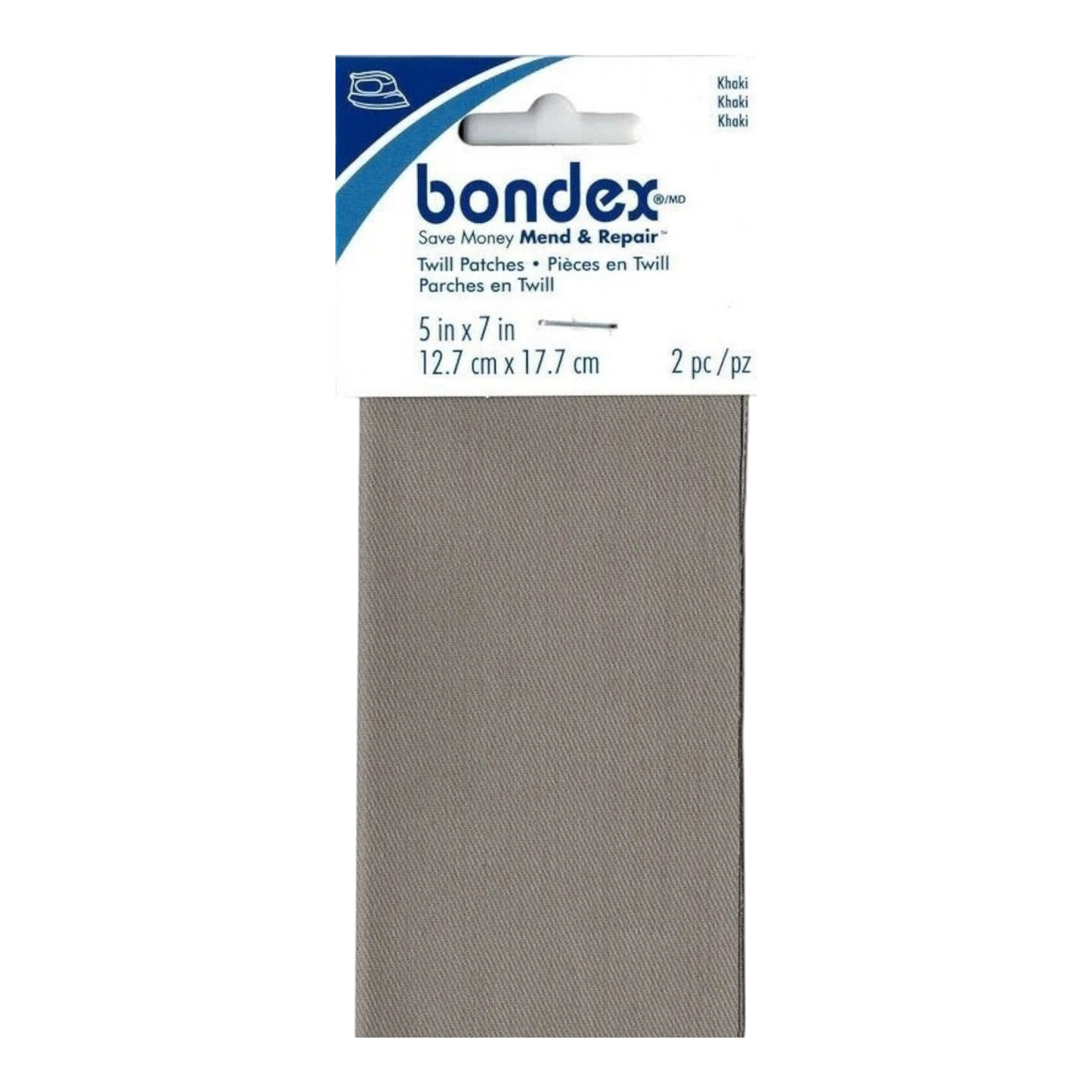 Bondex Iron-On Fabric Patches - Khaki for garment repair, mending and sewing projects
