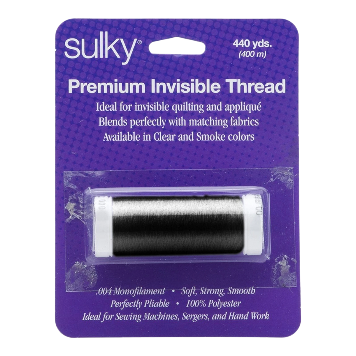 Sulky Invisible Polyester Thread .004 mm 440yds Smoke Carded