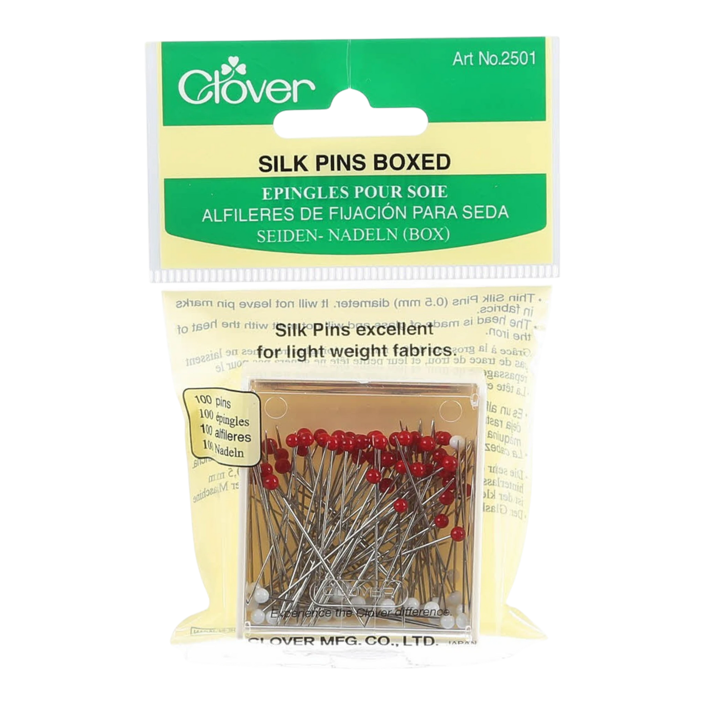 Clover Silk Glasshead Pins | Fine, Heat-Resistant Pins , quilting and needlework
