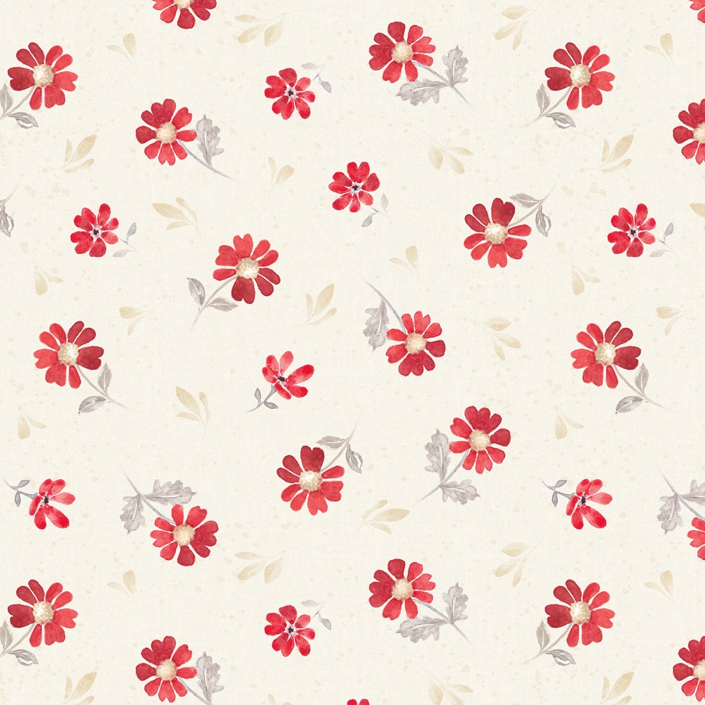 Scarlet Dreams- Medium Floral Toss-Cream