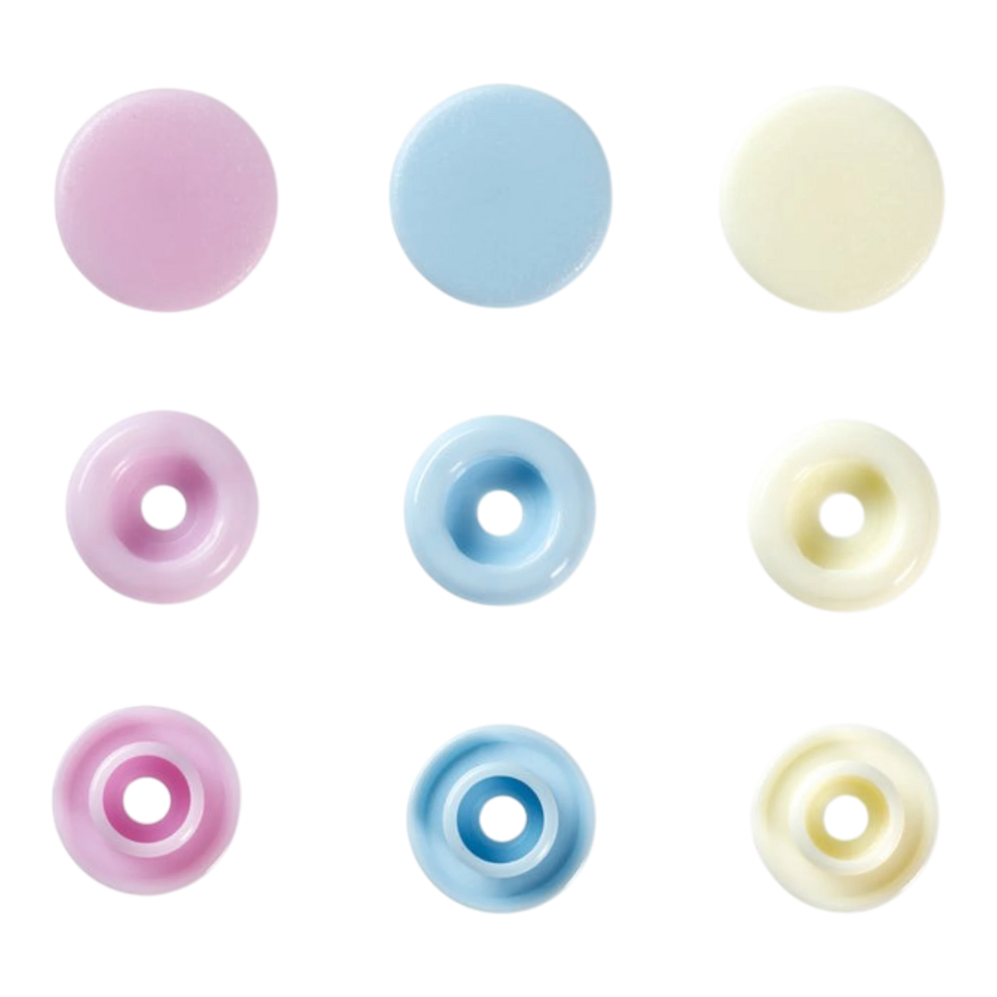 Prym Love - Colour Snap Fastener - ROSE/LIGHT BLUE/PEARL for bag making and sewing projects