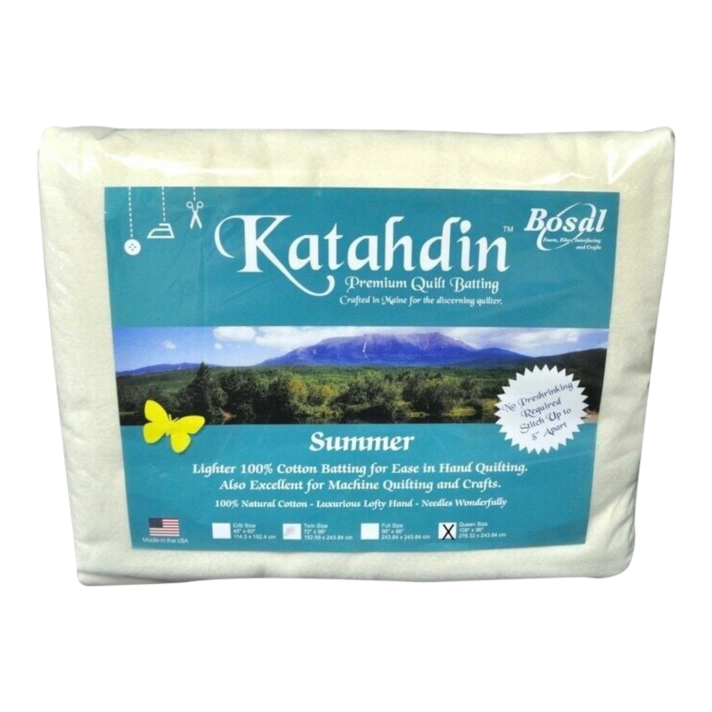 Katahdin Premium 100% Cotton Batting - Summer 3oz-Queen Size for patchwork, quilting and sewing
