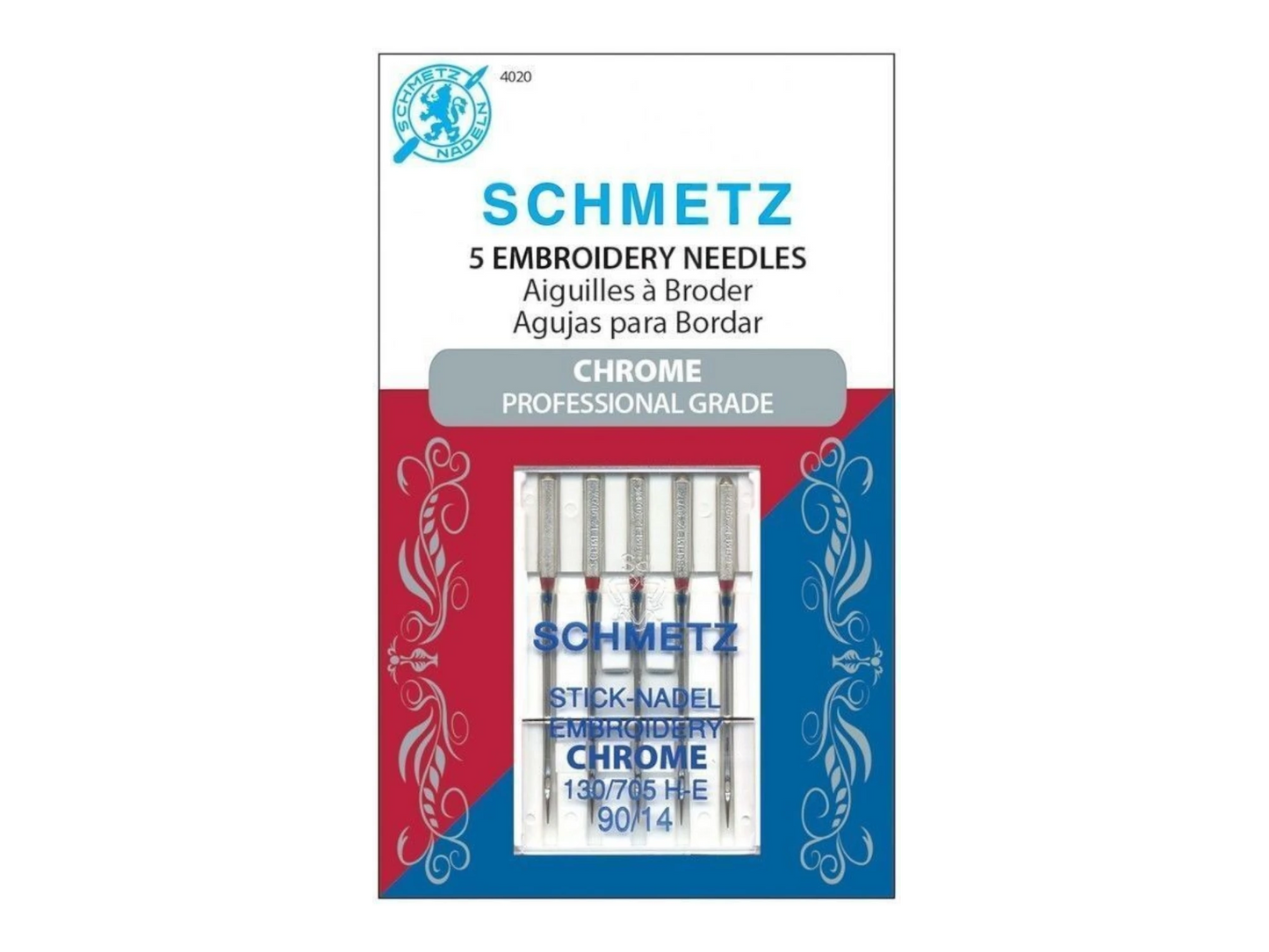 Schmetz Chrome Embroidery 90/14 Machine Needle , quilting and needlework