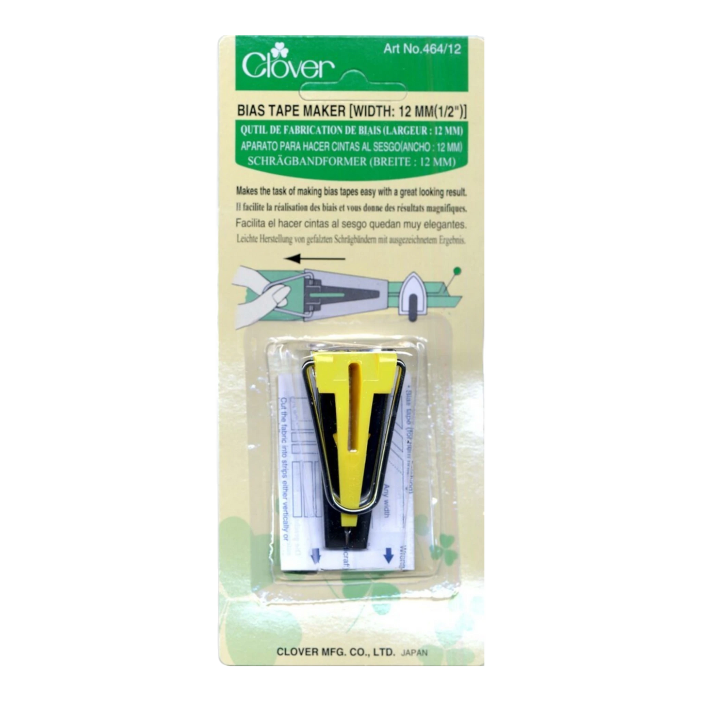Clover Bias Tape Maker 12 mm 13 mm , quilting and neat fabric finishing