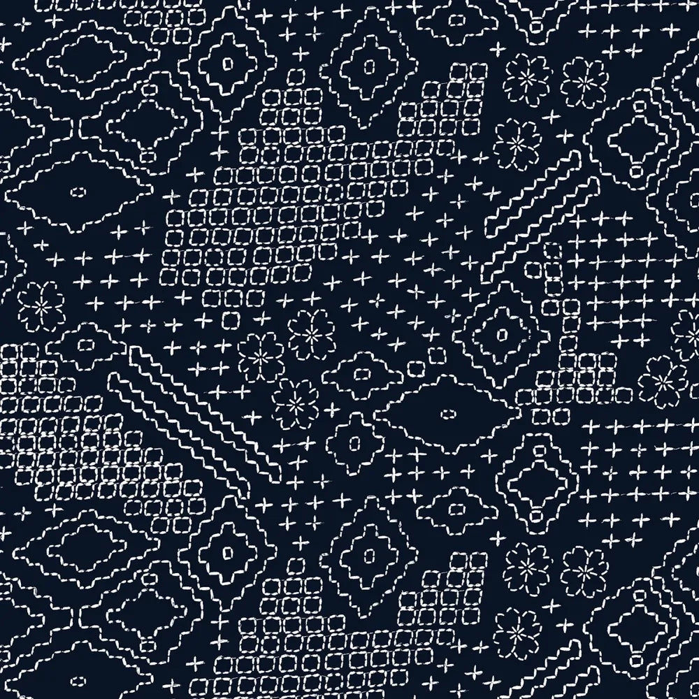 Indigo Sashiko Sampler 2743 mm Wide Back for patchwork, quilting and sewing