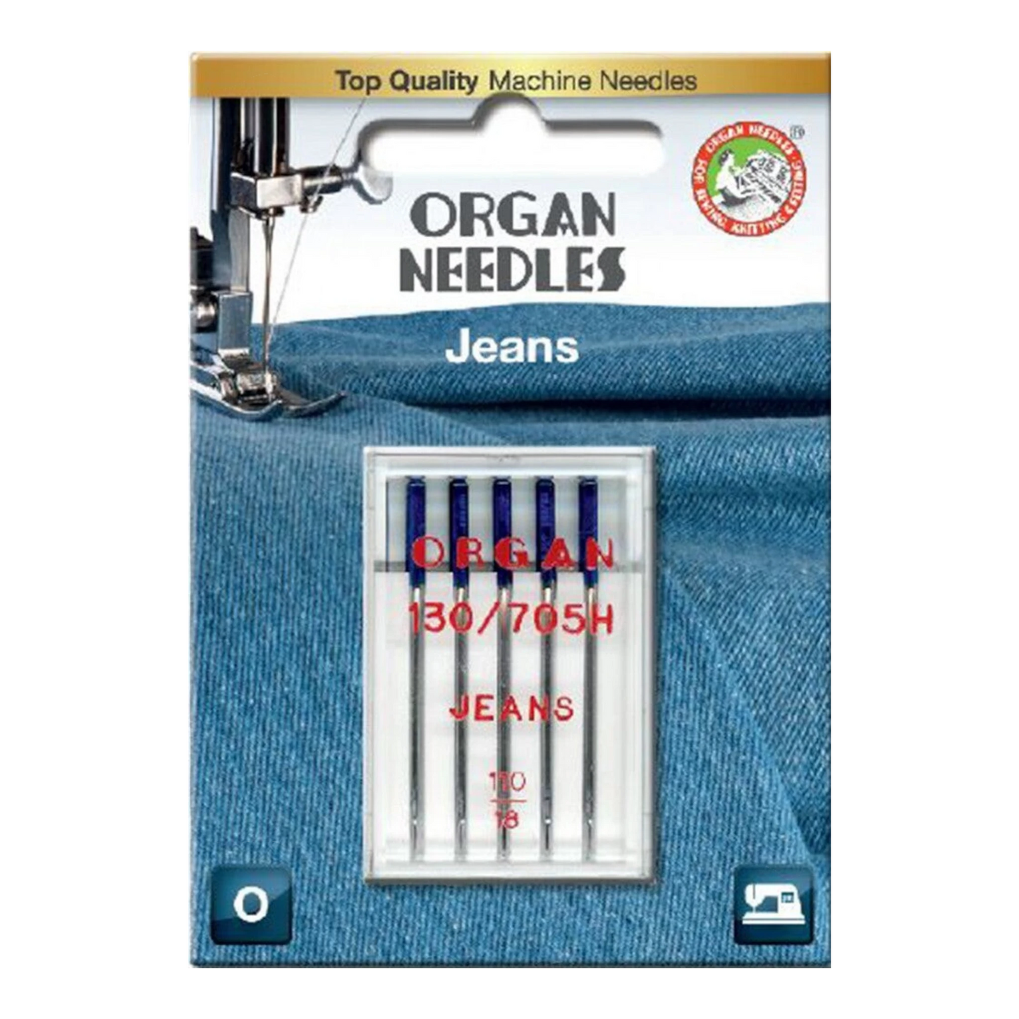 ORGAN Brand Jeans #110/18 Needles 5pk , quilting and needlework