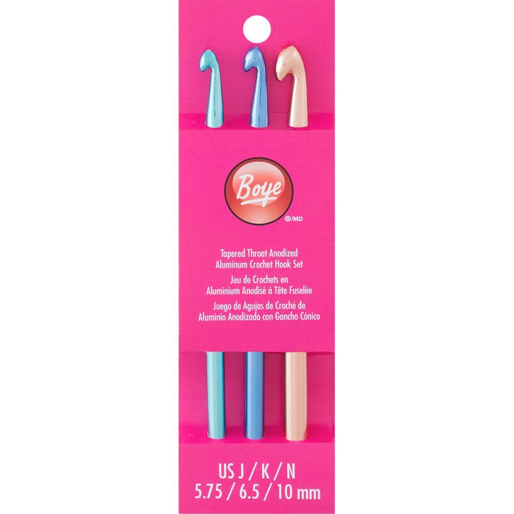Boye Aluminum Crochet Hook Set size J,K,N