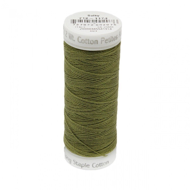 Sulky Thread Cotton Petites - 12wt - Med Army Green for patchwork, quilting and sewing