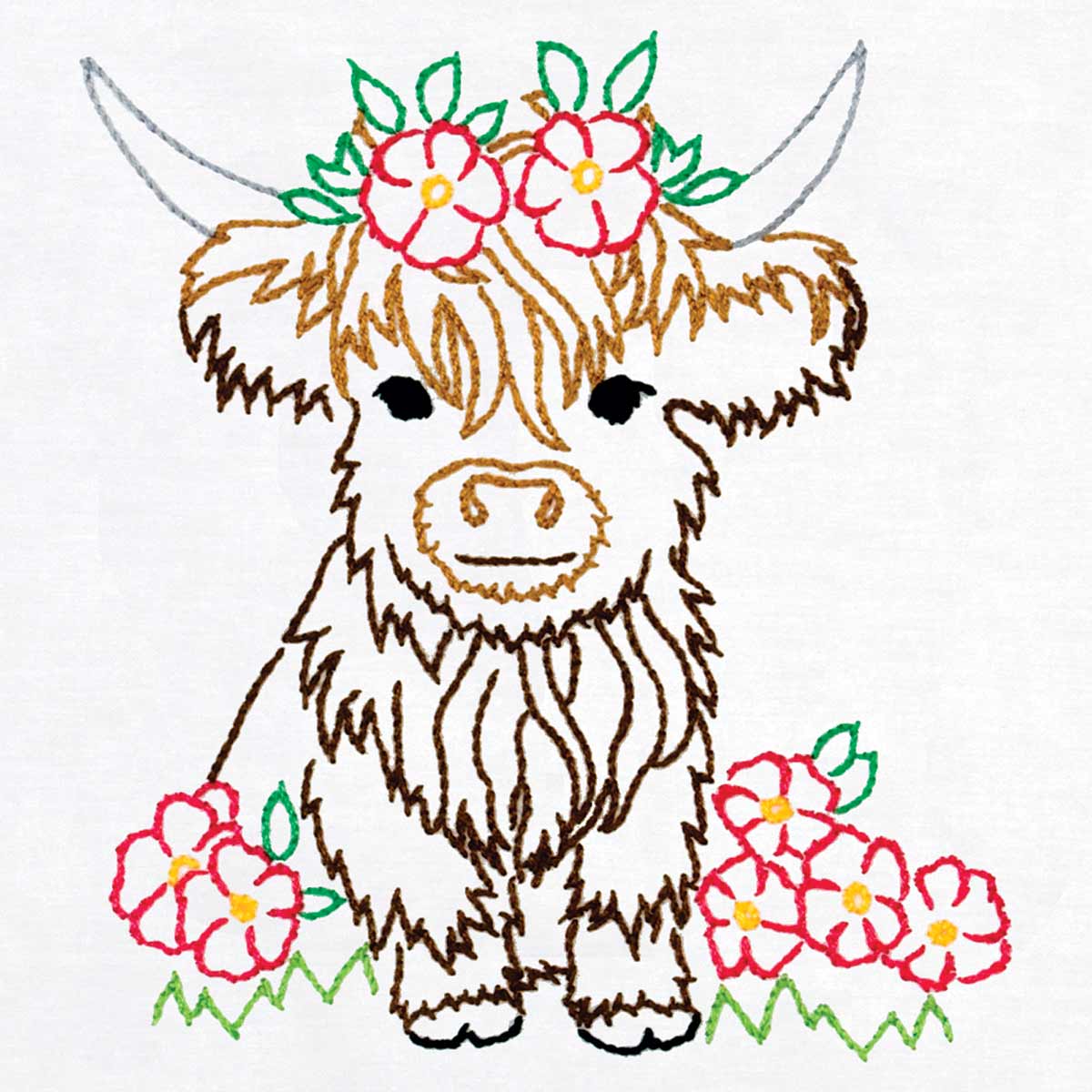 Jack Dempsey Highland Cow 9 inch stamped quilt blocks