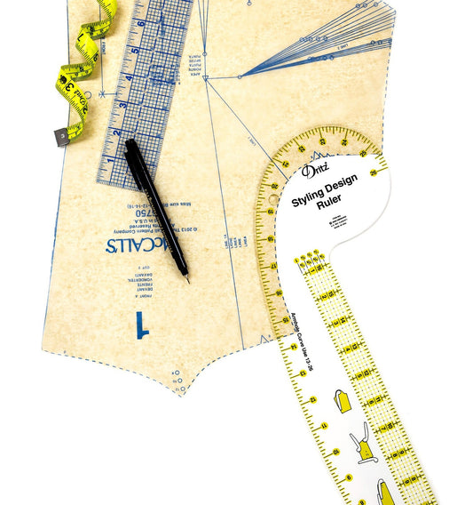 Styling Design Ruler Clear 508 mm for precise cutting, marking and patchwork