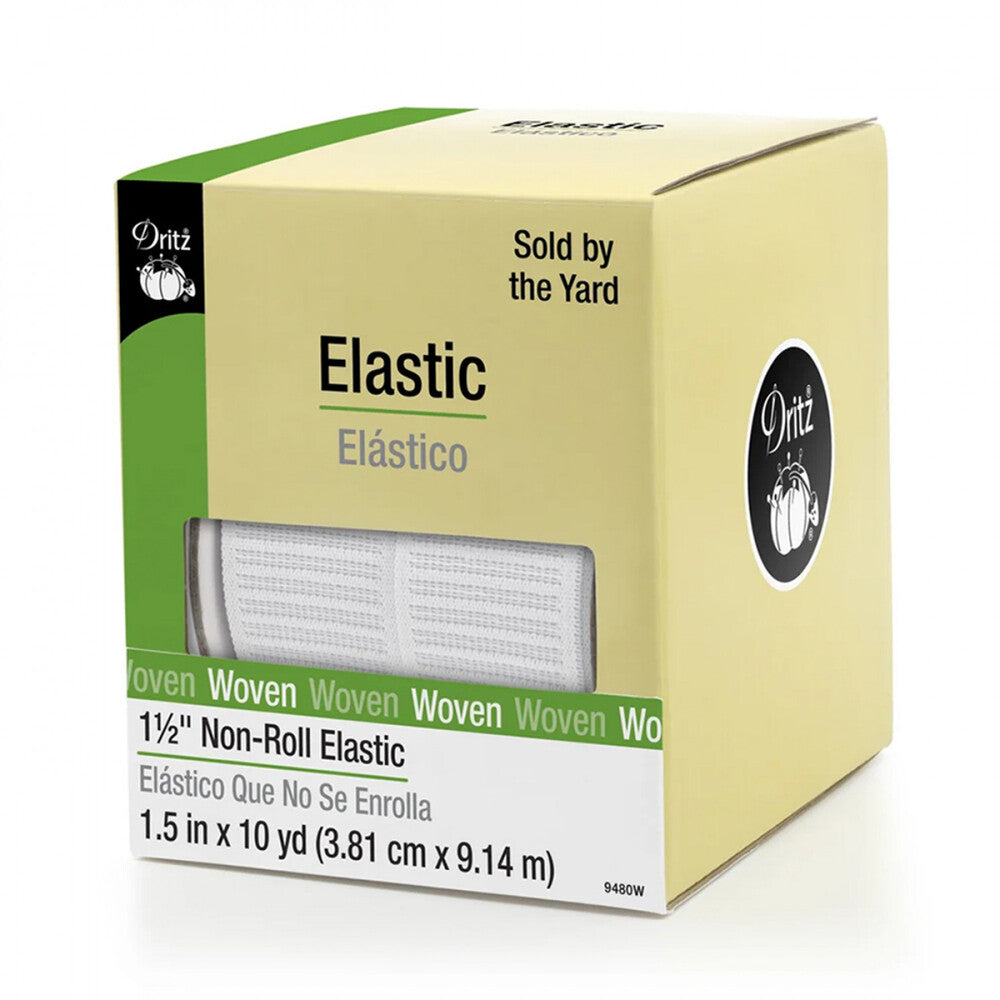 White Non-Roll Elastic 38 mm for garments, sewing and bag making projects