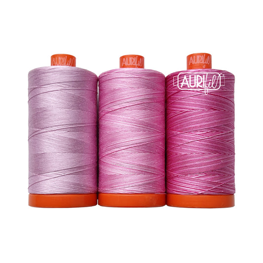Aurifil 3pc Set Amazon Water Lily 50wt , piecing and stitching