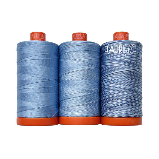 Aurifil 3pc Set Passionflower 50wt , piecing and stitching