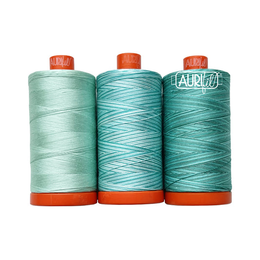 Aurifil 3pc Set Jade Vine 50wt , piecing and stitching