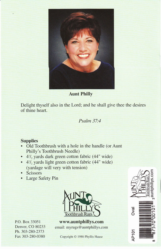 Aunt Philly's Oval Toothbrush Rug Pattern , quilting and craft projects