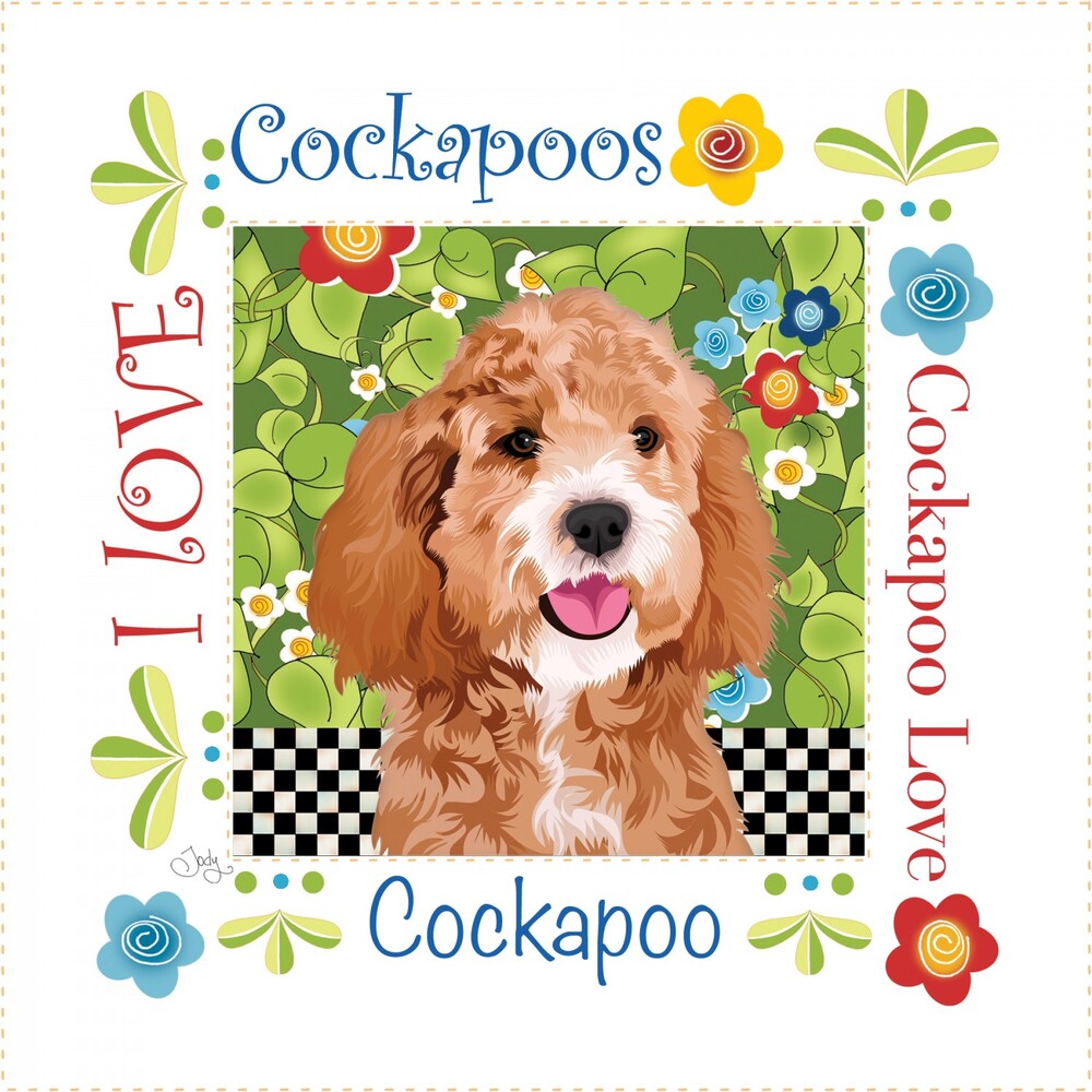 Cockapoo 152 mm Fabric Art Panel by Jody Houghton for patchwork, quilting and sewing
