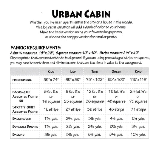 Urban Cabin Quilt Pattern