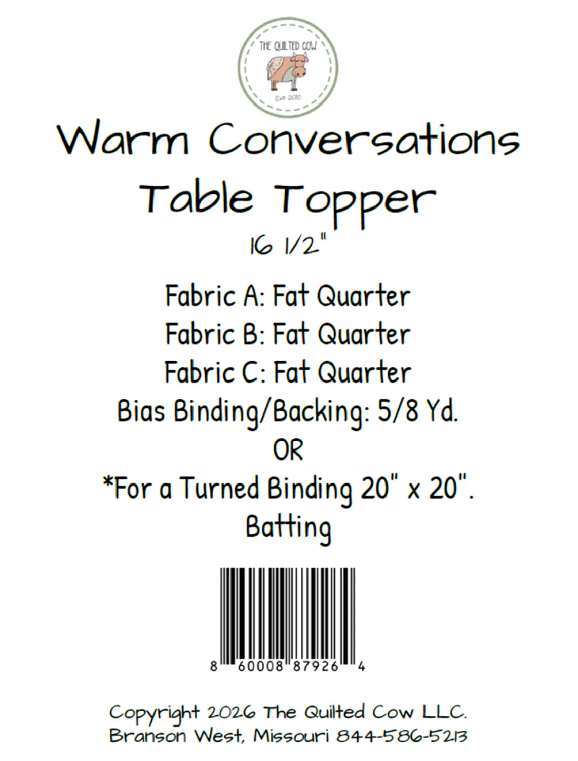 Warm Conversations Table Topper Pattern