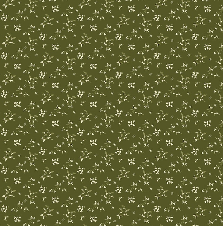 Christmas Greetings - Berries Green | 1 Yard Cut