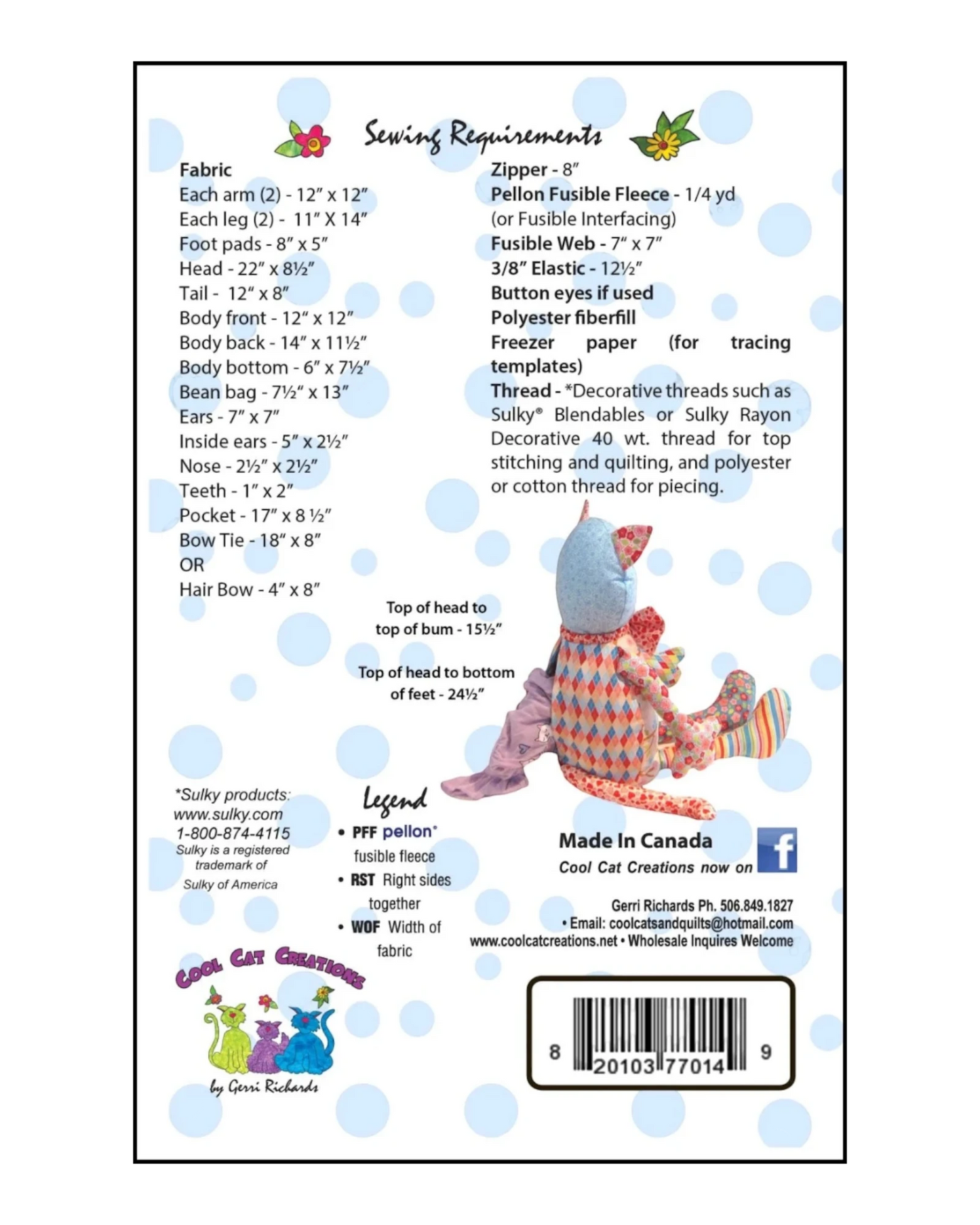 Cool Cat Pajama Bag Pattern