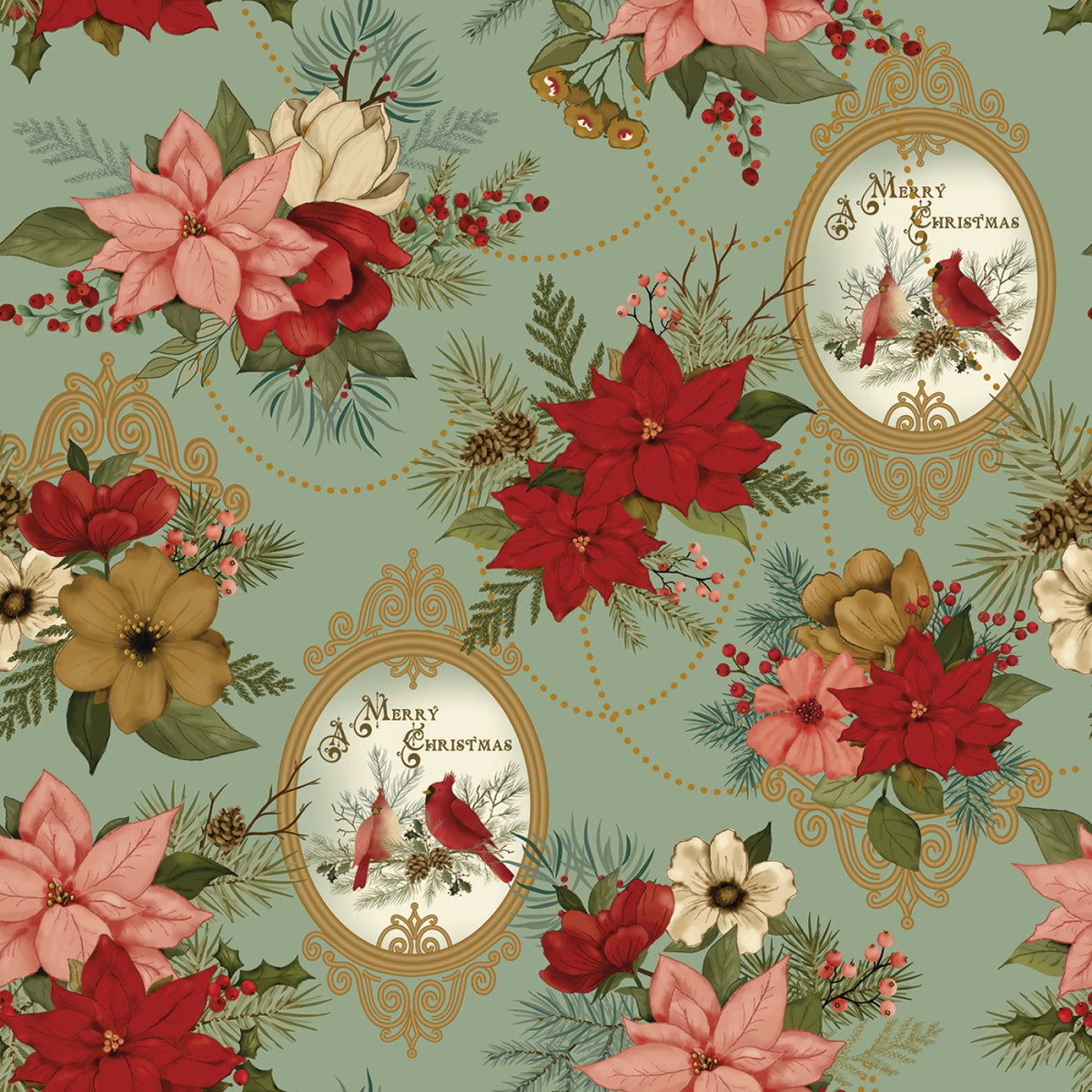 Christmas Greetings - Main Spruce | 1 Yard Cut