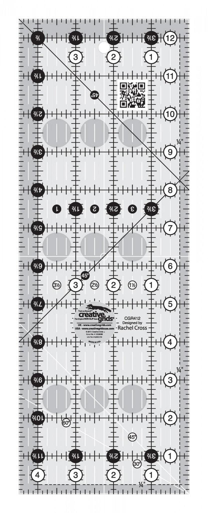 Quilt Patchwork Ruler 4.5 x 318 mm Rectangle - CGR412 in for garment repair, mending and sewing projects