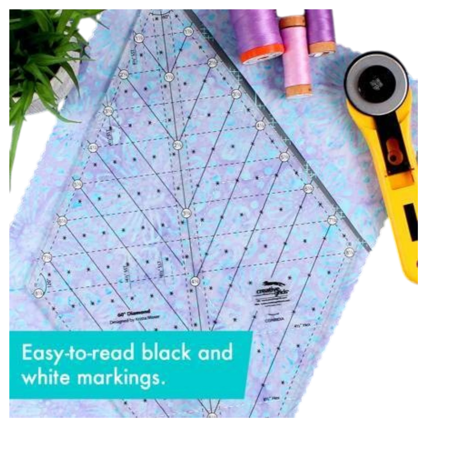 Creative Grids 60 Degree Diamond Ruler - CGR60DIA for precise cutting, marking and patchwork