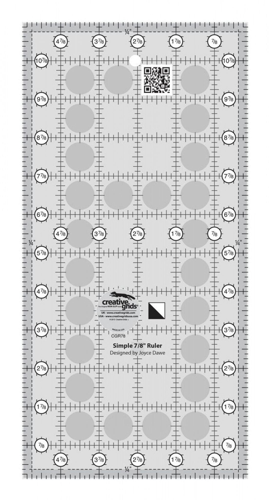 Simple 7/8 Triangle Maker Quilt Ruler for precise cutting, marking and patchwork