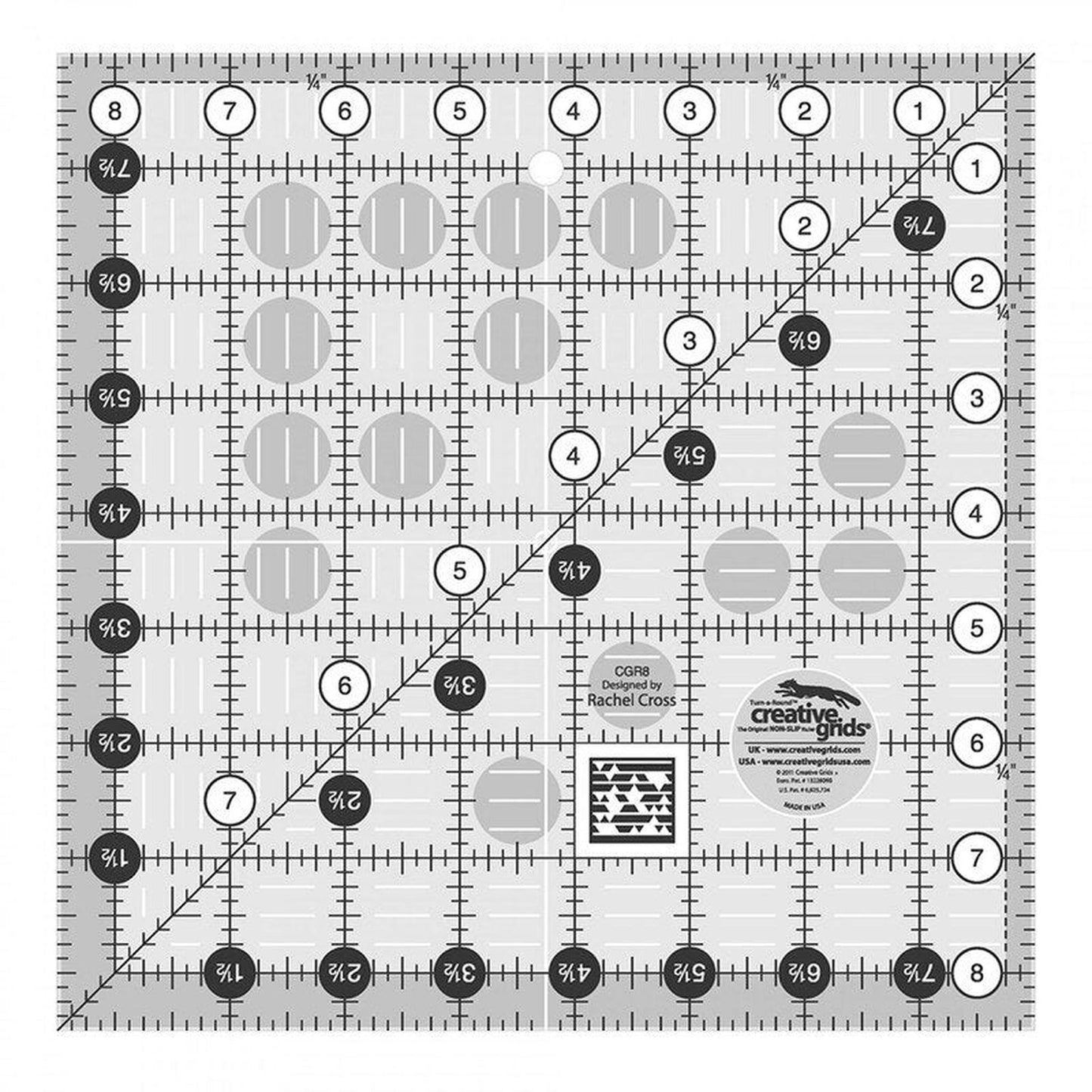 Quilt Ruler 216 mm Square - CGR8 for precise cutting, marking and patchwork