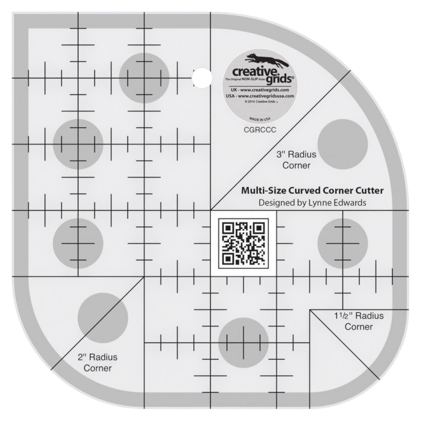 Curved Corner Cutter Ruler for precise cutting, marking and patchwork