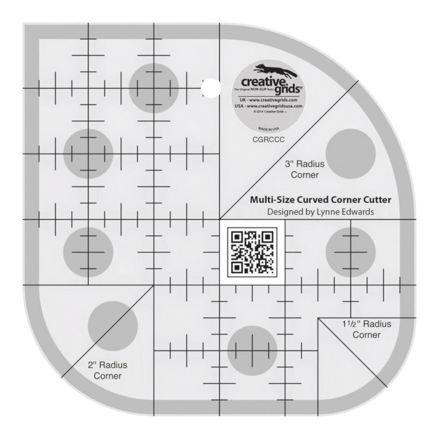 Curved Corner Cutter Ruler for precise cutting, marking and patchwork
