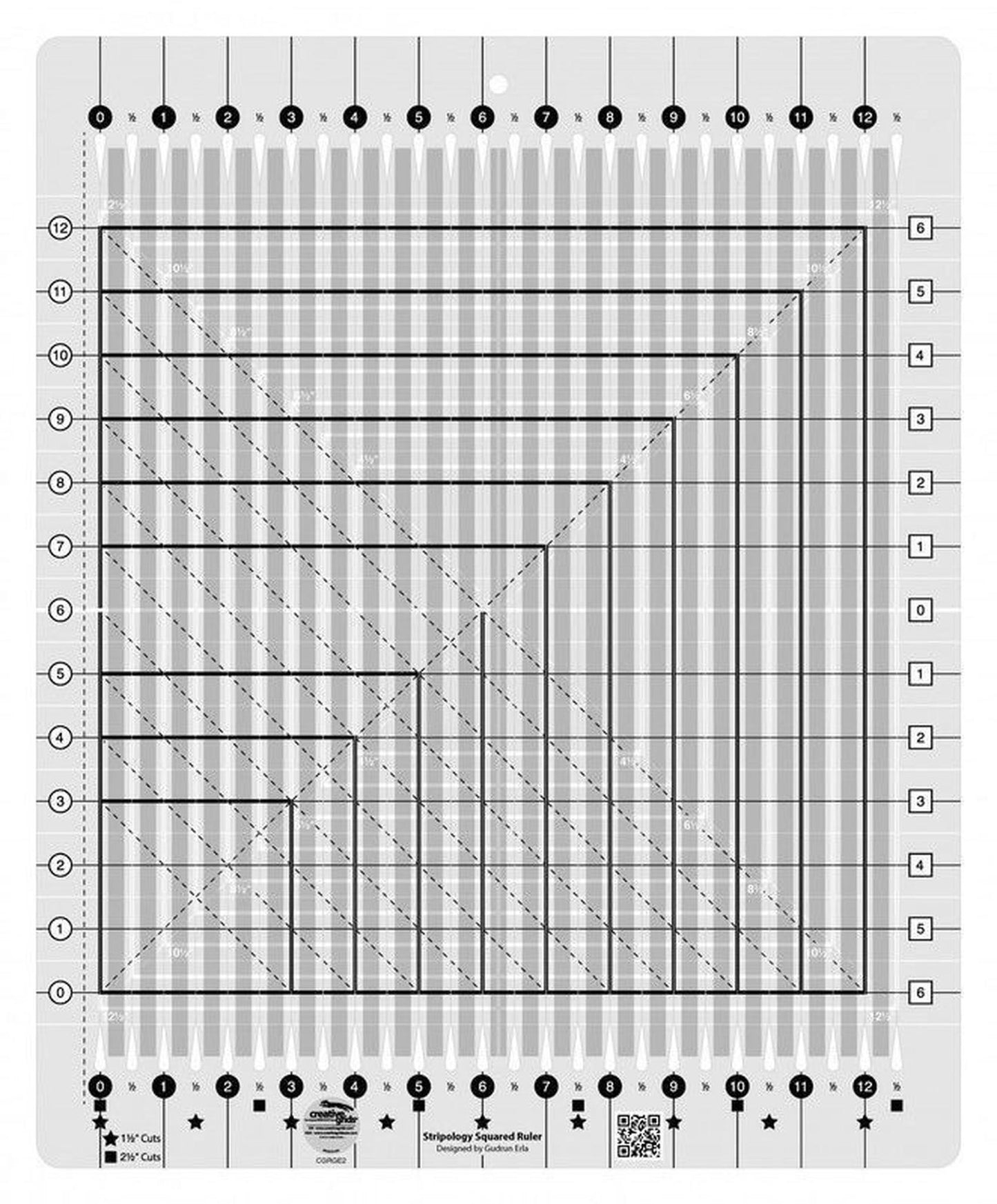 Stripology Squared Ruler/Template CGRGE2 for precise cutting, marking and patchwork