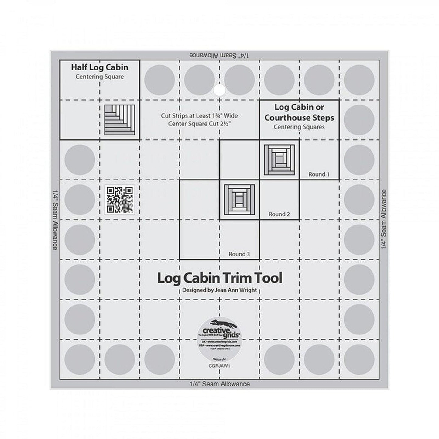 Log Cabin Trim Tool Ruler - 203 mm finished block - CGRJAW1 , crafting and sewing tasks