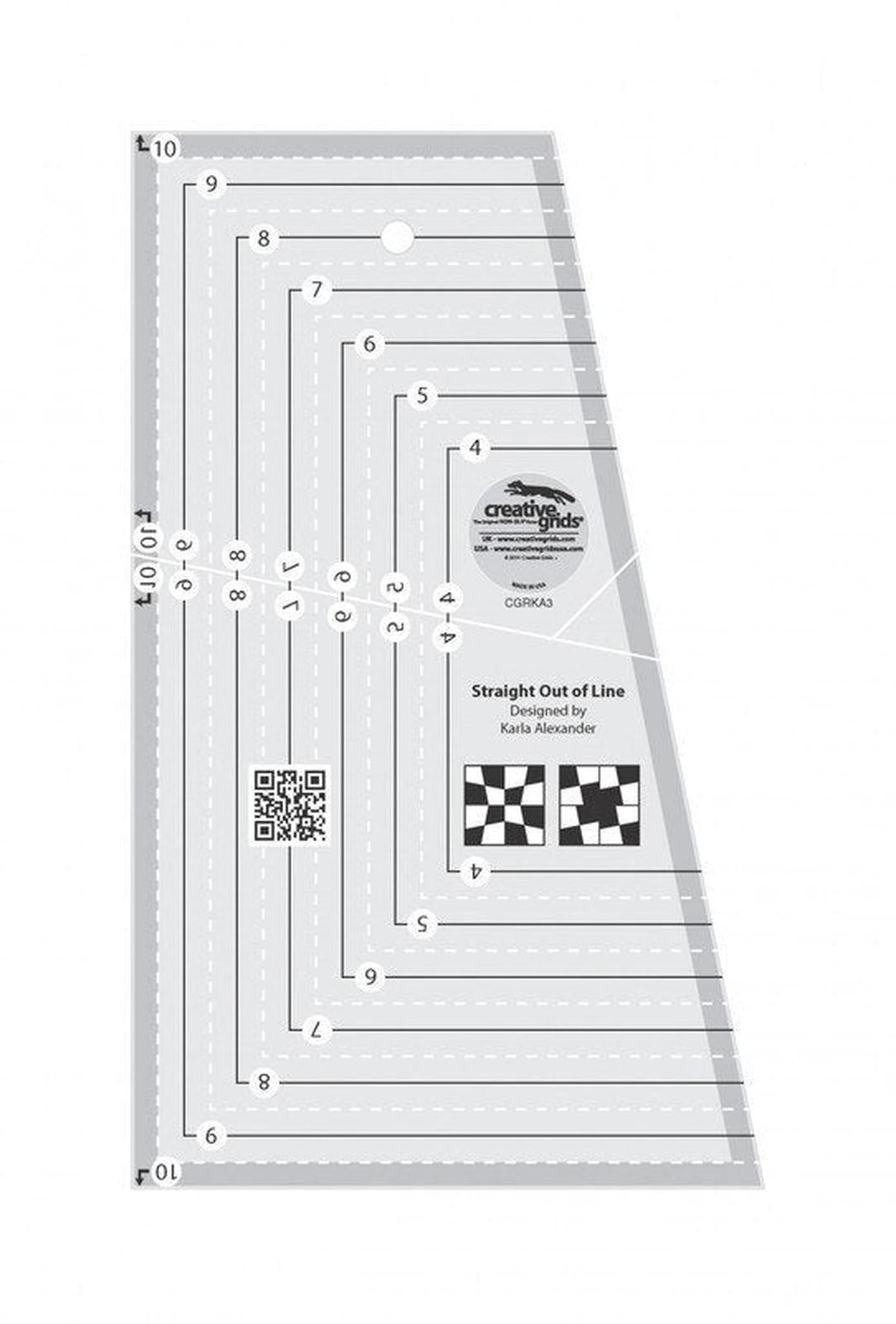Straight Out Of Line 152 mm x 254 mm Quilt Ruler - CGRKA3 for precise cutting, marking and patchwork