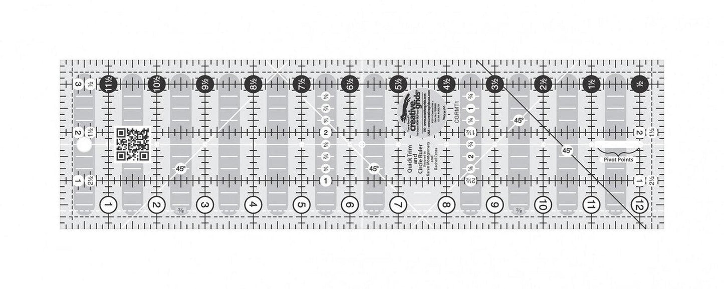 Quick Trim Ruler 89 mm X 318 mm Rectangle - CGRMT1 for precise cutting, marking and patchwork