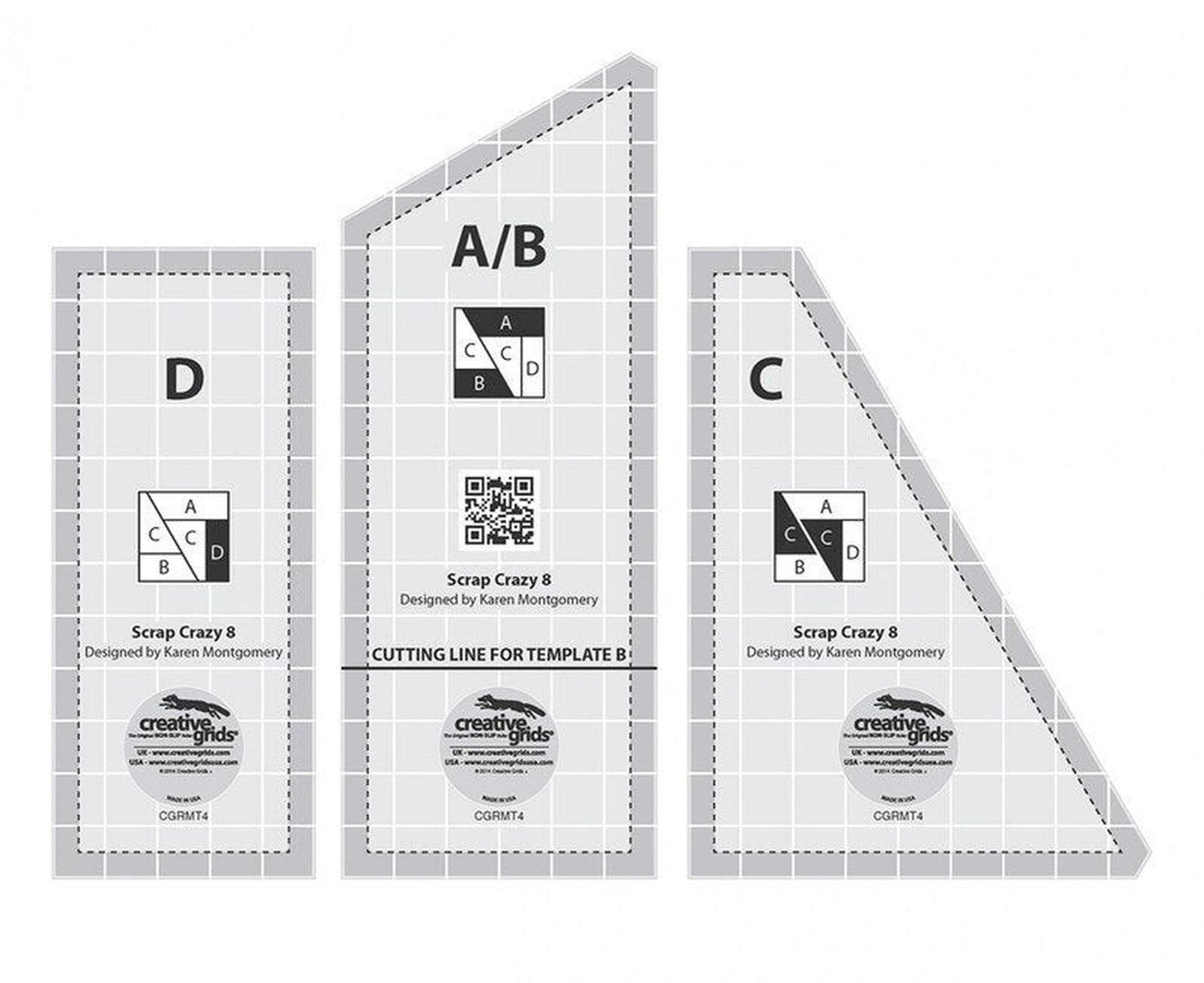 Scrap Crazy Eights Templates Quilt Ruler - CGRMT4 for precise cutting, marking and patchwork