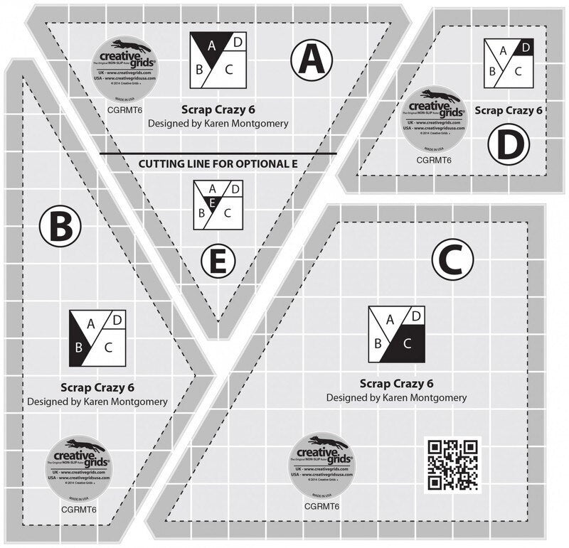 Scrap Crazy 6 Templates - CGRMT6 for precise cutting, marking and patchwork
