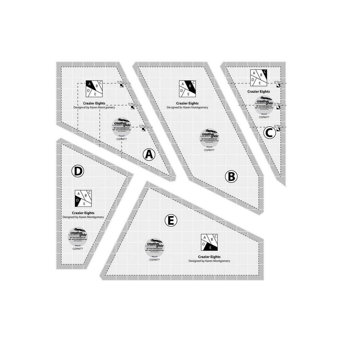 Creative Grids Scrap Crazier Eights Templates Quilt Ruler - CGRMT7