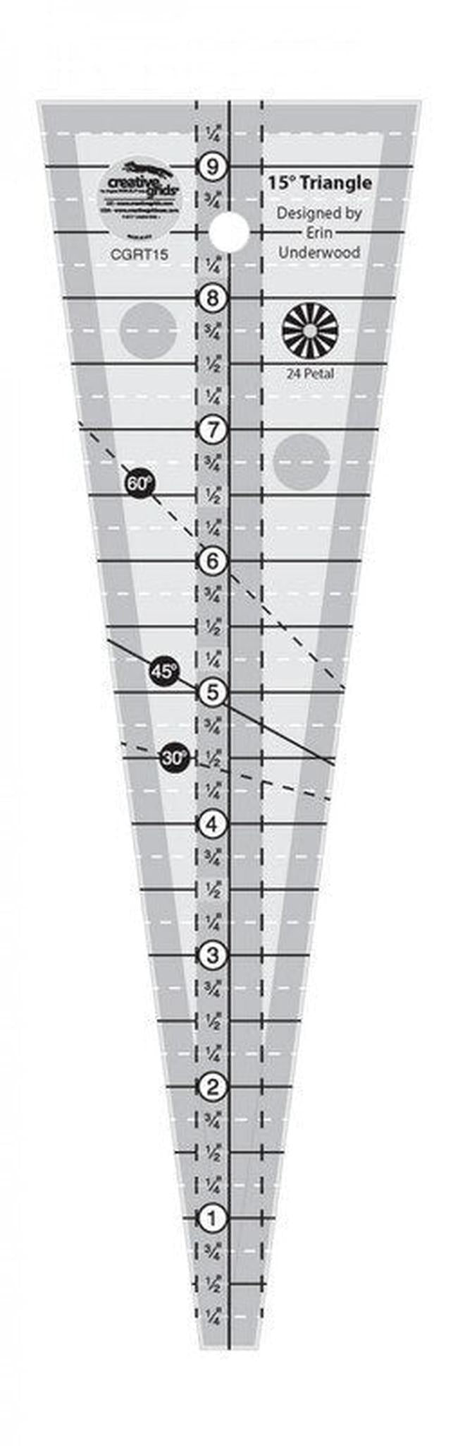 15 Degree Triangle Ruler - CGRT15 for precise cutting, marking and patchwork