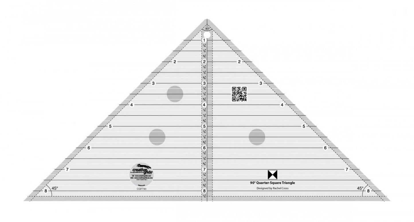 90 Degree Quarter-Square Triangle Quilt Ruler - CGRT90 for precise cutting, marking and patchwork