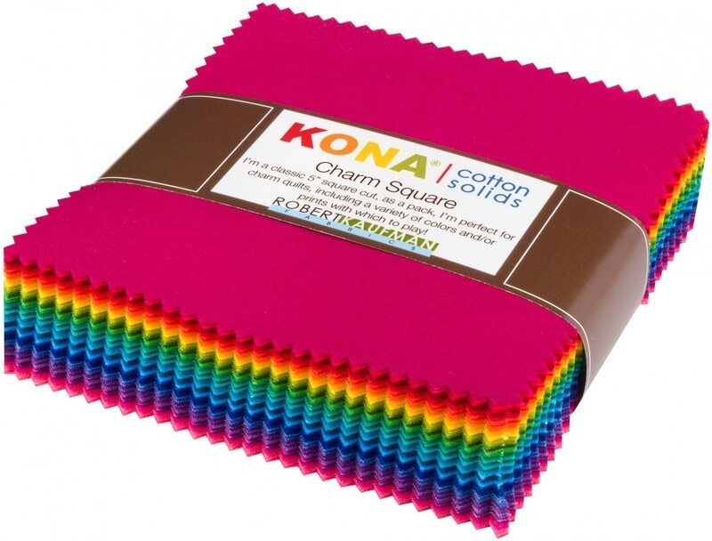 Kona Cotton Solids Brite Colourstory Charm Squares -127 mm x 101pc for patchwork, quilting and sewing