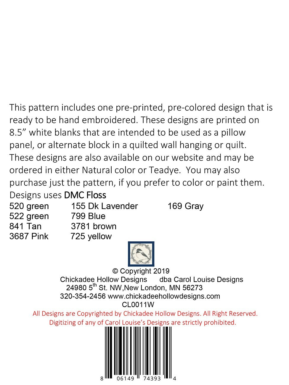 Hand Embroidery Design - Rainwater - White sewing and quilting product